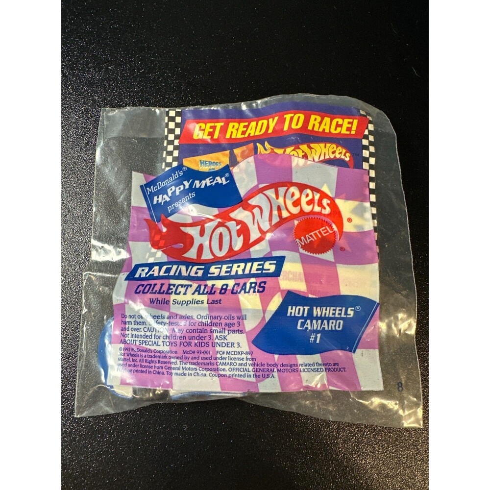 1993 McDonald's Hot Wheels Camaro #1 – Sealed Vintage Happy Meal Toy